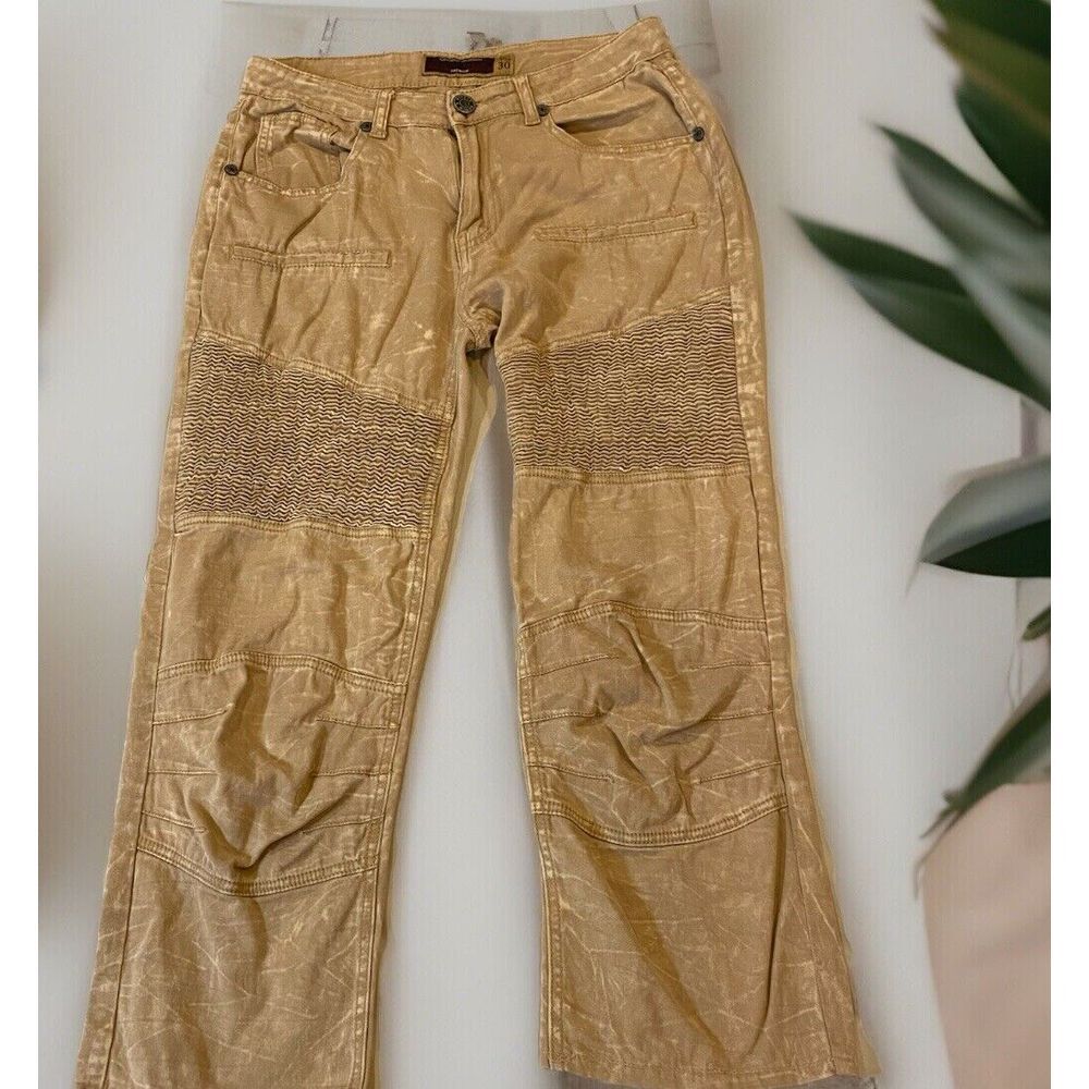 Denim &‎ Rivets Flex Movement  Tan Moto Pants Men's 30 Cropped